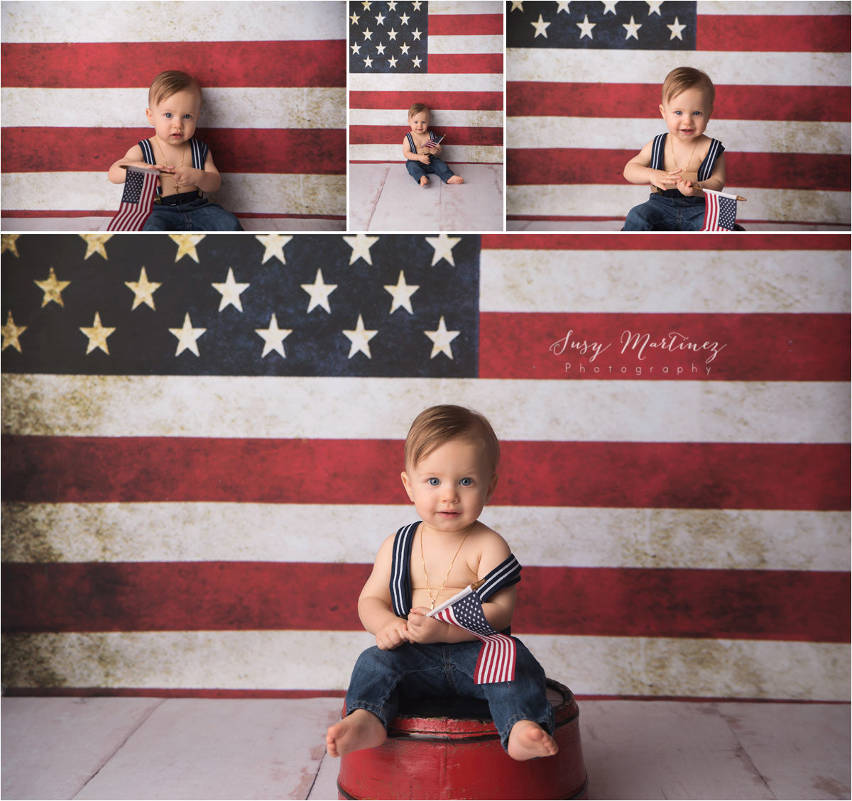 Cake Smash Session in Henderson | Studio Baby Photographer, 4th of July, american flag, patriotic