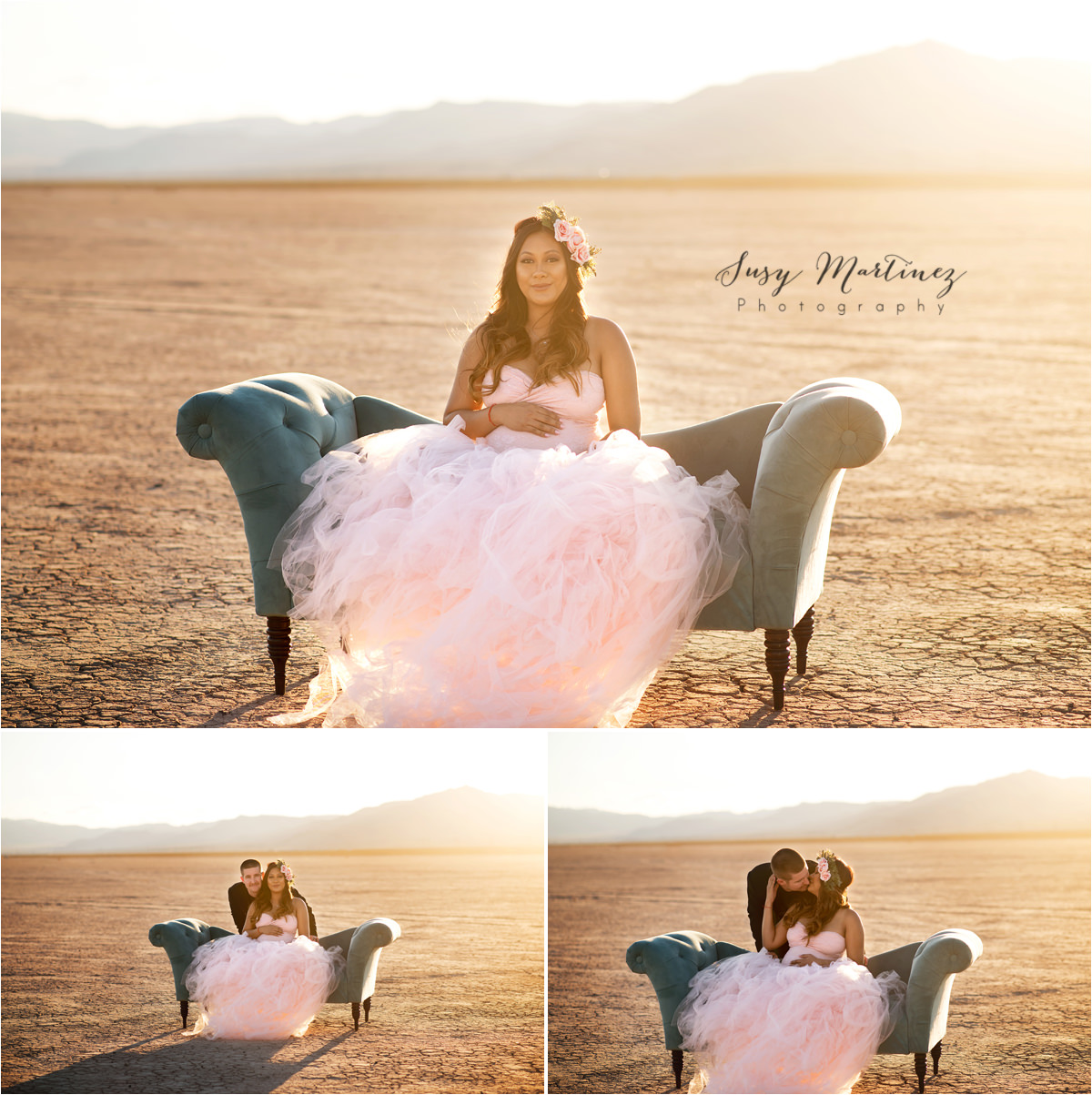 expecting mother wears Sew Trendy gown for session with Susy Martinez Photography