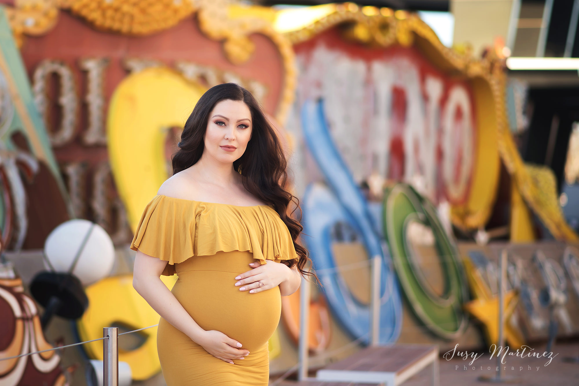 Las Vegas Neon Boneyard maternity session with Susy Martinez Photography