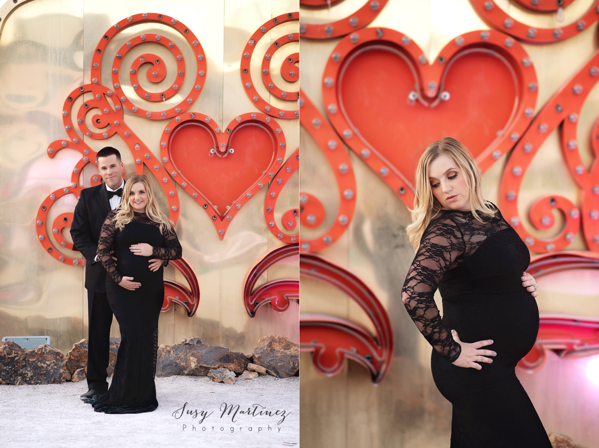 classic Las Vegas maternity portraits at the Neon Boneyard with Susy Martinez Photography