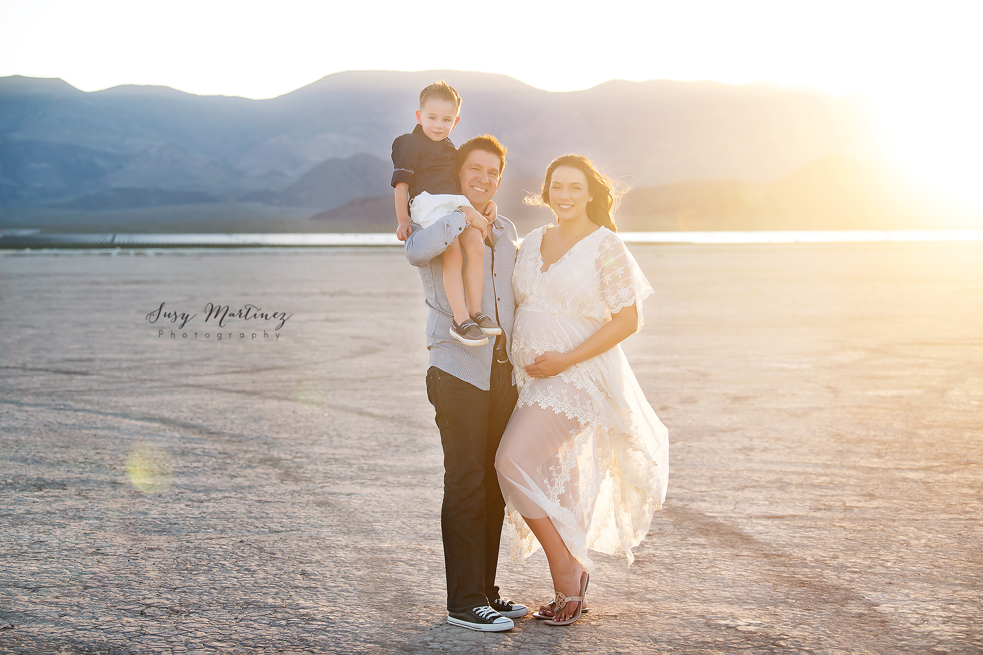 Las Vegas maternity session with older brother and husband