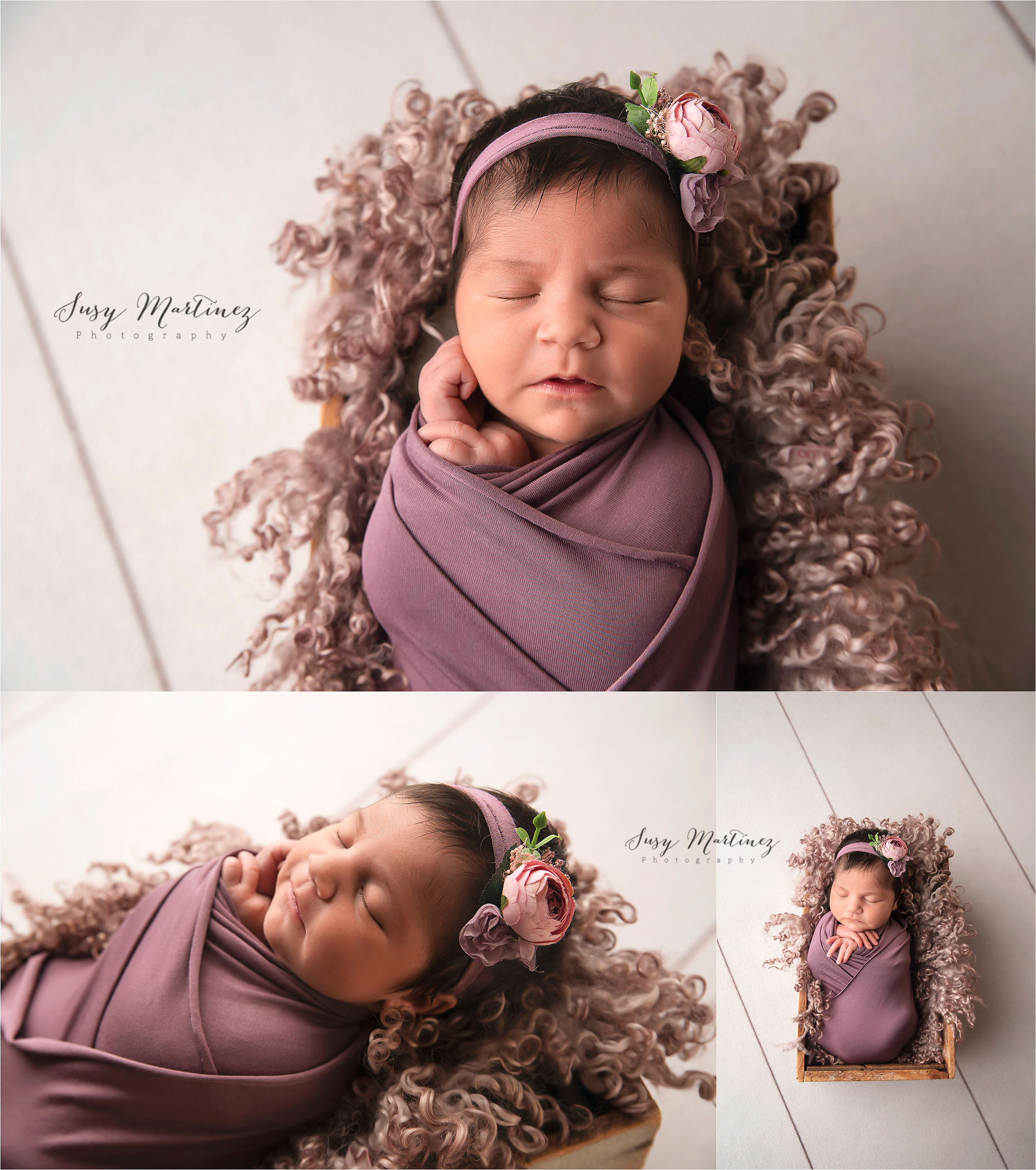 studio newborn session for baby girl photographed by Susy Martinez Photography