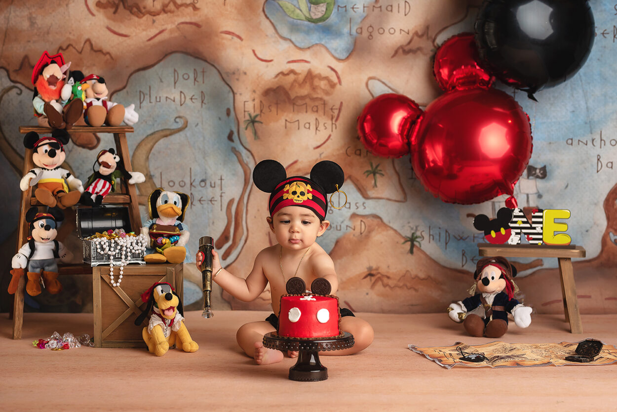Disney cake smash with pirate themed details 